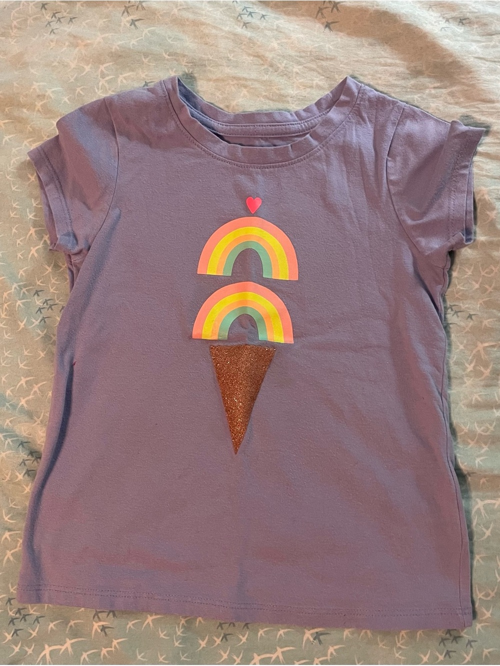 Cat & Jack Purple Tee with Rainbow Ice Cream Graphic